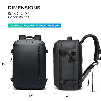 BANGE Vacuum-Seal Travel Backpack with Pump and Vacpack Compression System, Water Resistant Large Carry-On Backpack with Laptop Compartment and TSA Lock - Flight Approved, Black (With Air Pump) - style: With Vacuum & Pump