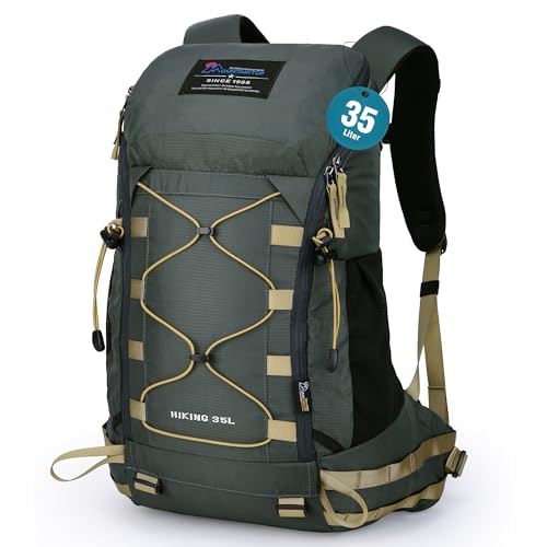MOUNTAINTOP Hiking Backpack 35L Travel Backpack Lightweight Daypack for Men&Women Outdoor Camping - color: Grey-a