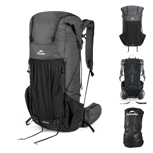 Naturehike 30L Rock 2.0 Upgraded Internal Frame Hiking Backpack for Outdoor Camping Travel Backpacking, Ultralight with Rain Cover Backpack for Adults(Black/M/30L) - color: Black, size: 30L/Size M