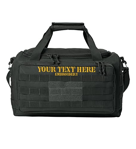 Tactical Gear bag Heavy Duty Duffel Gym bag/Tactical Backpack Custom Embroidered with your own text (Charcoal) - color: Charcoal