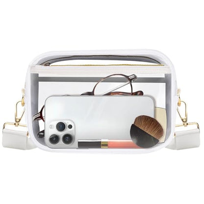 Clear Bag Stadium Approved, Clear Crossbody Bag Purses for women for Concert, Sports, Festivals - color: White