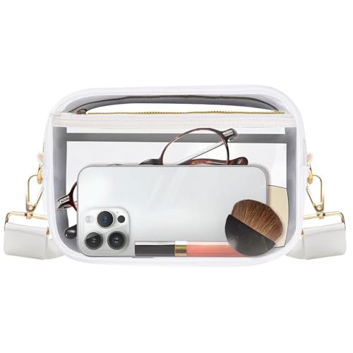 Clear Bag Stadium Approved, Clear Crossbody Bag Purses for women for Concert, Sports, Festivals - color: White