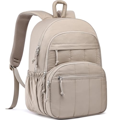 Women Laptop Backpack Travel Bookbag: Quilted 15.6 Inch College Back Pack Lightweight Casual Bag with Computer Compartments Water-Resistant Daypack for Students Girls Business Work Camel - color: 2-camel, size: 15.6 Inch