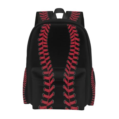 cfpolar 17 Inch Backpack Black Baseball Red Stitches Laptop Bag Shoulder Bag School Bookbag Casual Daypack For Boys Girls,A-8 - color: D-08
