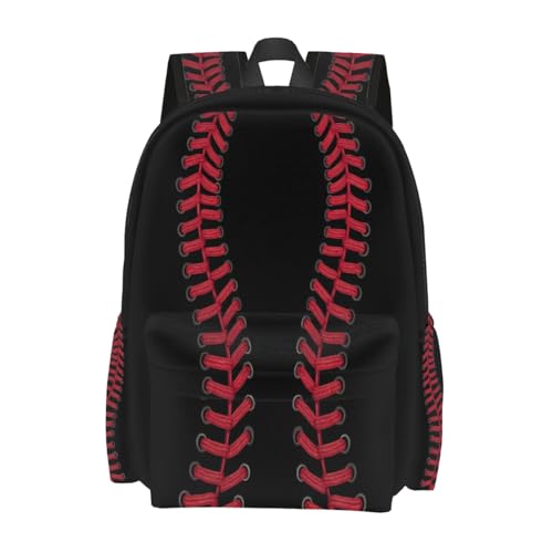 cfpolar 17 Inch Backpack Black Baseball Red Stitches Laptop Bag Shoulder Bag School Bookbag Casual Daypack For Boys Girls,A-8 - color: D-08
