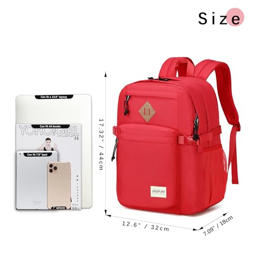 abshoo 32L Backpack for School College Bookbag Middle High School Backpacks Casual Daypack Travel Backpack (Red) - color: Red