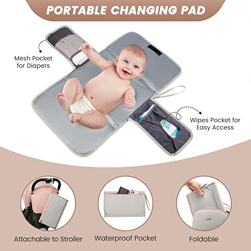 LOVEVOOK Diaper Bag Backpack, Quilted Baby Bag with Changing Pad & Pacifier Holder, Waterproof Travel Diaper Bags for Baby Boys Girls, Stylish and Large Capacity, Light Grey - color: Light Grey
