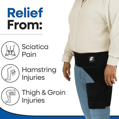 Plus Size Hip Brace Thigh Compression Sleeve | Sciatica Pain Relief Device Brace | Hamstring & Groin Compression Sleeve Wrap | Sciatic Nerve Relief | Hip Support Braces for Women & Men | X-LG / RIGHT - size: X-Large, style: Right
