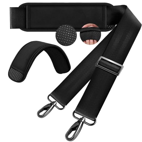 60" Shoulder Strap with Adjustable Thick Removable Pad and Metal Swivel Hooks Fit Laptop Crossbody Bag,Briefcase Duffel Bags - color: Black