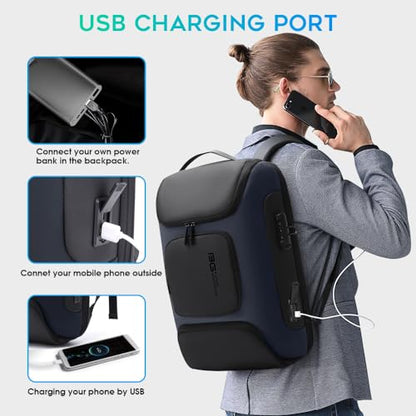 BANGE Anti Theft Backpack,Slim Laptop Backpacks Fit for 15.6 INCH，Business Backpack with USB Charging Port,Men Travel Backpack for Men and Women - color: Blue