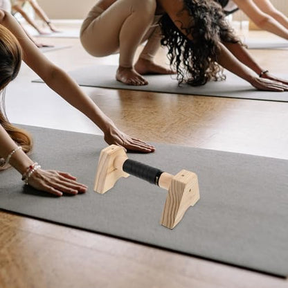 Cabilock Wooden Pushup Parallettes Bars 30cm Beech Wood Push up Handles with Non-slip Base for Strength Training Home Gym Fitness Equipment Men Women