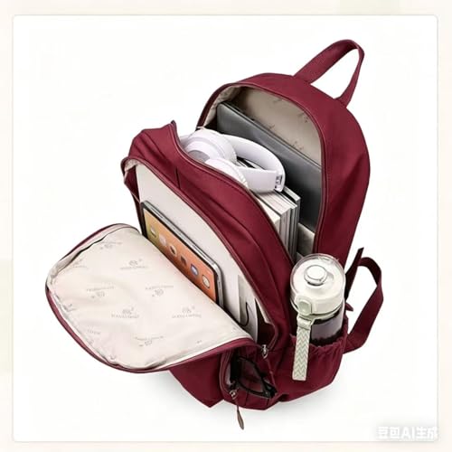 Casual Backpack, Multi-Pocket Design with Front Zipper Compartment (wine) - color: Wine
