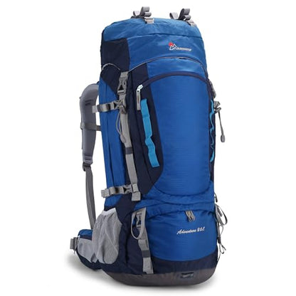 MOUNTAINTOP 80L Internal Frame Backpack for Man & Women Backpacking Hiking Backpack with Rain Cover - color: Blue-80l