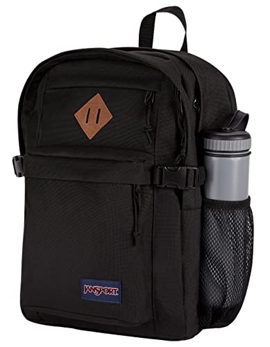 JanSport Main Campus FX Backpack - Travel or Work Bag w 15-Inch Laptop Pack with Leather Trim, Black - color: Black