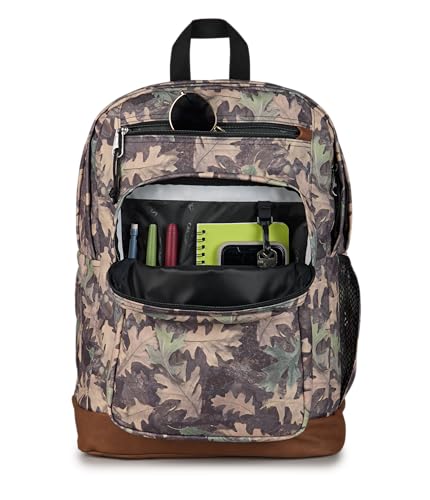 JanSport Cool Backpack with 15-inch Laptop Sleeve, Large Computer Bag Rucksack with 2 Compartments, Ergonomic Straps, Woodland Camo - color: Woodland Camo Green/Grey/Charcoal