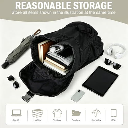 Black Travel Backpack for Men, Carry On Airplane Backpack, Anti Theft Waterproof Laptop Bag for Personal Item, College Work Gym Commuter - color: Black