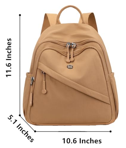 Mini Backpack Purse for Women Lightweight Nylon Casual Bag Small Daypacks for Work Travel (C Khaki) - color: C Khaki