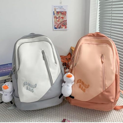 book bag Sporty Backpack With Laptop Compartment Integrated Water Bottle Pocket For Travel School waterproof(Grey) - color: Grey