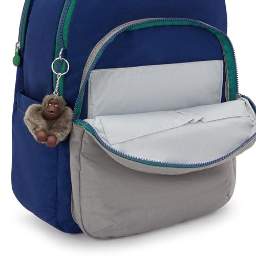 Kipling Women's Seoul Extra Large 17" Laptop Backpack, Durable, Roomy with Padded Shoulder Straps, Built-In Protective Sleeve - color: Cement Blue Cbm, size: 13.5''L x 17.75''H x 9''D