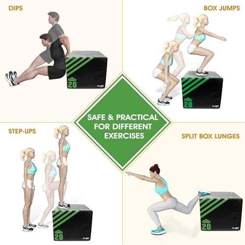 Yes4All 3 in 1 Foam Plyometric Jump Box for Training & Conditioning - Plyo Jump Box for Fitness Workout Exercise - color: A. 30" x 24" x 20" - 16 lbs, style: A. Upgraded