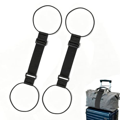 2 PCS Adjustable Luggage Connector Straps 2026 Elastic Travel Suitcase Add-A-Bag Fastening Belt, Multi-Use Strong Travel Luggage Connection Belt for Easy Travel (Black-2pc) - color: Black-2pc