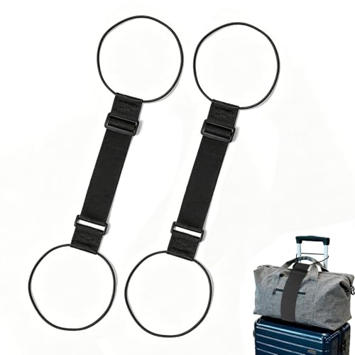 2 PCS Adjustable Luggage Connector Straps 2026 Elastic Travel Suitcase Add-A-Bag Fastening Belt, Multi-Use Strong Travel Luggage Connection Belt for Easy Travel (Black-2pc) - color: Black-2pc