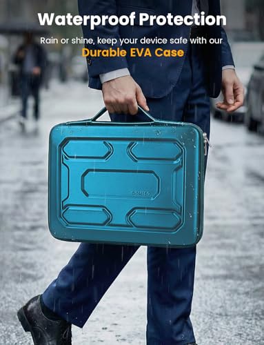 DOMISO Laptop Hard Case 17-17.3 inch Waterproof Shockproof Hard Shell Laptop Sleeve with Handle & Storage Pocket, Compatible with MacBook, HP, Dell, Teal - color: Teal, size: 17.3 inch
