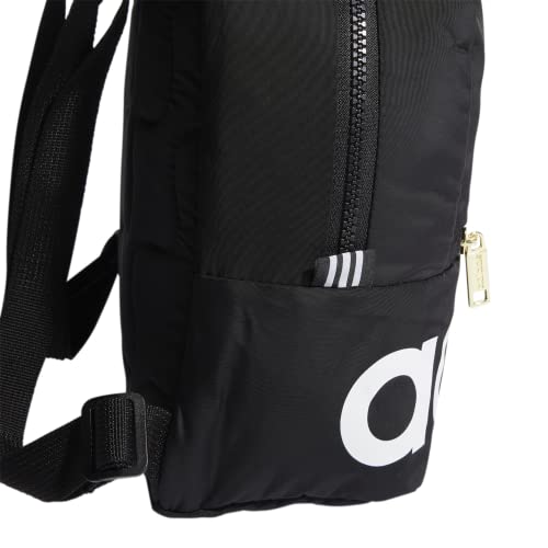 adidas Linear Mini Backpack for Women – Casual Small Purse Bag - color: Black/White/Gold