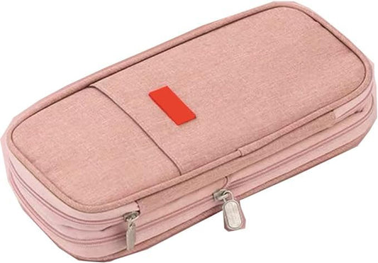 Arnuixty Large Storage Pencil Case Pen Bag with Zipper Big Capacity Pouch Organizer for Office Travel Holder Box - color: Dark Pink