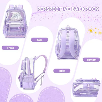 Clear Backpack for Girls,Transparent Backpack See Through Backpacks Stadium Event,Heavy Duty Clear Bookbag for School Purple - color: Dreamy Purple