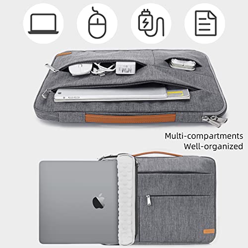 KINGSLONG 14 inch Laptop Sleeve Bag, Slim Shockproof Handbag, Computer Carrying Case Cover Compatible with MacBook Air/Pro Acer Asus Dell HP Grey - color: Grey, size: 14 inch