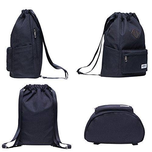 KAUKKO Drawstring Sports Backpack Gym Yoga Bag Shoulder Rucksack for Men and Women - color: Black2031