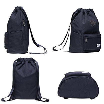 KAUKKO Drawstring Sports Backpack Gym Yoga Bag Shoulder Rucksack for Men and Women - color: Black2031