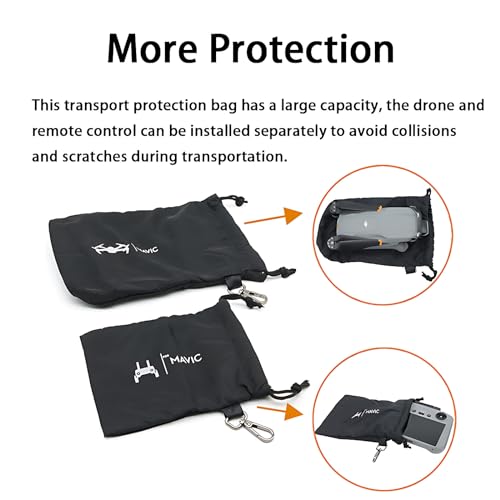 Protective Aircraft Sleeve for Dji Mavic Mini 3/3/4/5 Pro/Air 3s/Neo//Mini 4K RC 2/RC N1/N2 Remote Controller Portable Storage Pocket Carring Bag for Drone Accessories(Drawstring+Hook)