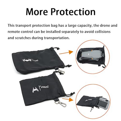 Protective Aircraft Sleeve for Dji Mavic Mini 3/3/4/5 Pro/Air 3s/Neo//Mini 4K RC 2/RC N1/N2 Remote Controller Portable Storage Pocket Carring Bag for Drone Accessories(Drawstring+Hook)