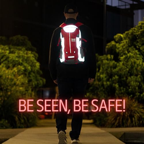 riderbag Reflective Motorcycle Backpack, Hi Viz Commuter Riding Bag | Designed by Riders for Everyday Rides with Laptop Compartment and Helmet Net. Built to Help You Be Seen. - color: Red