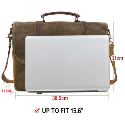 NEWHEY Mens Messenger Bag 15.6 Inch Business Office Work Briefcase, Coffee - color: Coffee