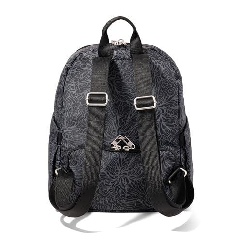 Securtex Anti-Theft Getaway Backpack - 9.4"x13"x5" Travel Safe Bag w/Locking Zippers, Slash-Resistant, RFID - color: Midnight Blossom Print