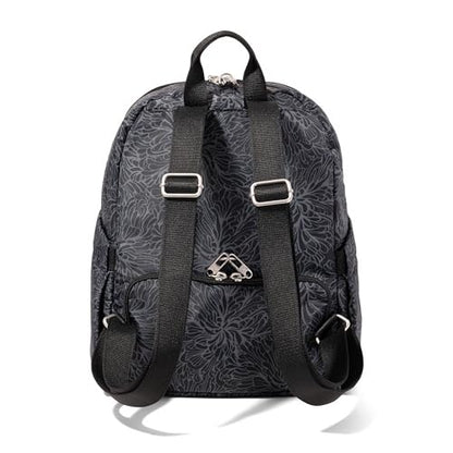 Securtex Anti-Theft Getaway Backpack - 9.4"x13"x5" Travel Safe Bag w/Locking Zippers, Slash-Resistant, RFID - color: Midnight Blossom Print