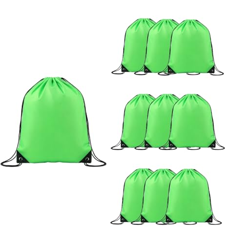 Drawstring Backpacks,10 Pack — Lightweight Drawstring Bags, Gym Sack for Sports, Daily Use & Travel (10, Green) - color: Green