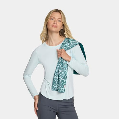 MISSION Max Plus Cooling Towel- Soft, Durable Microfiber - Cools Up to 3 Hours - UPF 50 Sun Protection - Machine Washable - color: Teal Leaf
