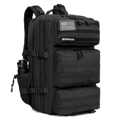 Military Tactical Backpack 55L for Men & Women Bug Out Bag Assault pack Molle Daypack Hiking Trekking Rucksack (Black) - color: Black
