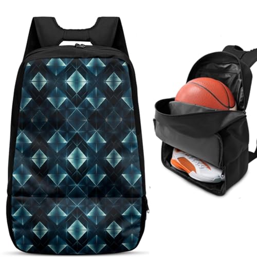 Basketball Backpack With Separate Ball Compartment And Shoes Fit Basketball Volleyball Football - color: Rhombus Pattern