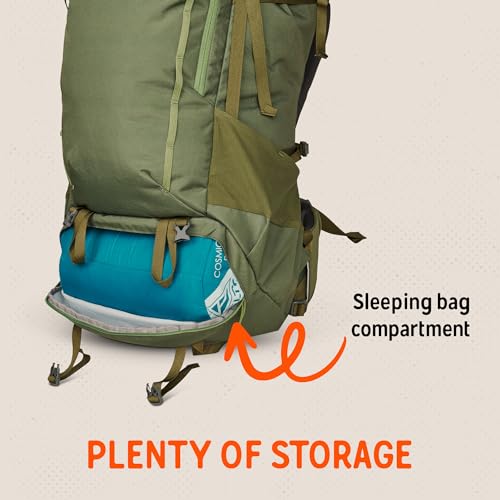 Kelty Asher Backpack, Daypack to Multi-Day Backpacking Capacity, Hiking, Lightweight Travel Pack, Internal Frame (55L Winter Moss) - color: Winter Moss/Dill, size: 55L