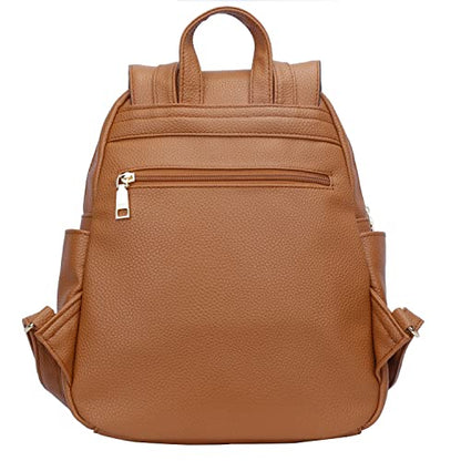 KKXIU Quilted Trendy Leather Backpack Purse for Women and Ladies Shoulder Travel Daypacks Bags (Brown) - color: Brown, style: Backpack