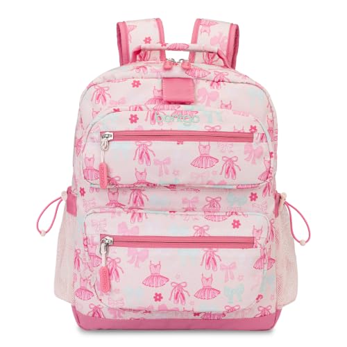 Bentgo Kids Print Backpack - Lightweight 14” Backpack for School, Travel & Daycare, Ideal for Ages 4+, Durable & Water-Resistant, Roomy Interior, & Loop for Lunch Bag (NEW Ballet & Bows) - color: Ballet & Bows