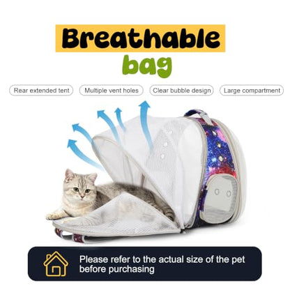 Back Extension Cat Travel Carrier Backpack (Galaxy Blue, Clear Window) - color: Galaxy Blue
