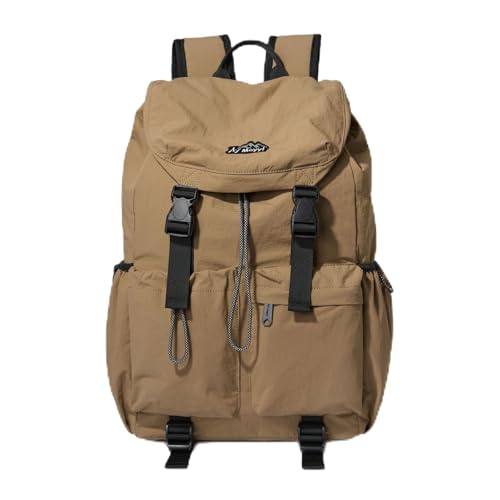 MOYYI Outdoor Lightweight Hiking Backpack for Men, Waterproof 16 Inch Laptop Backpack Brown, Anti-Theft Rucksack for Travel College Work - color: Brown-up
