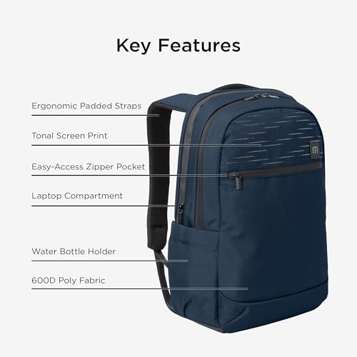 TravisMathew Approach Backpack with Laptop Sleeve, Water-Resistant Everyday Bag for Work, Travel & Hiking, River Blue Navy - color: River Blue Navy