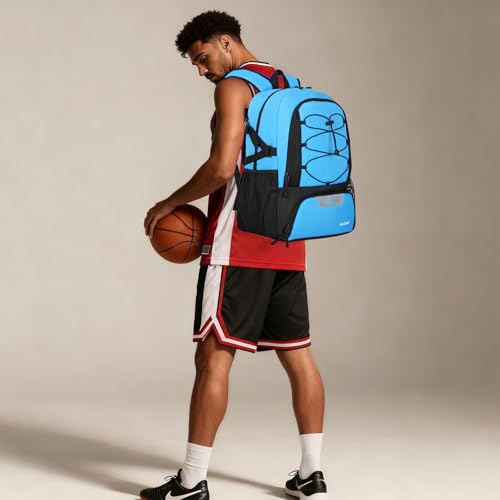 Goloni 40L Basketball Bag,Large Basketball Backpack with Ball Compartment & Shoe Compartment,Backpack for Soccer,Volleyball - color: blue